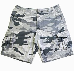 Route 66 Men’s Size 38 Gray Camo Cargo Shorts Military Y2K Utility Skater Grunge